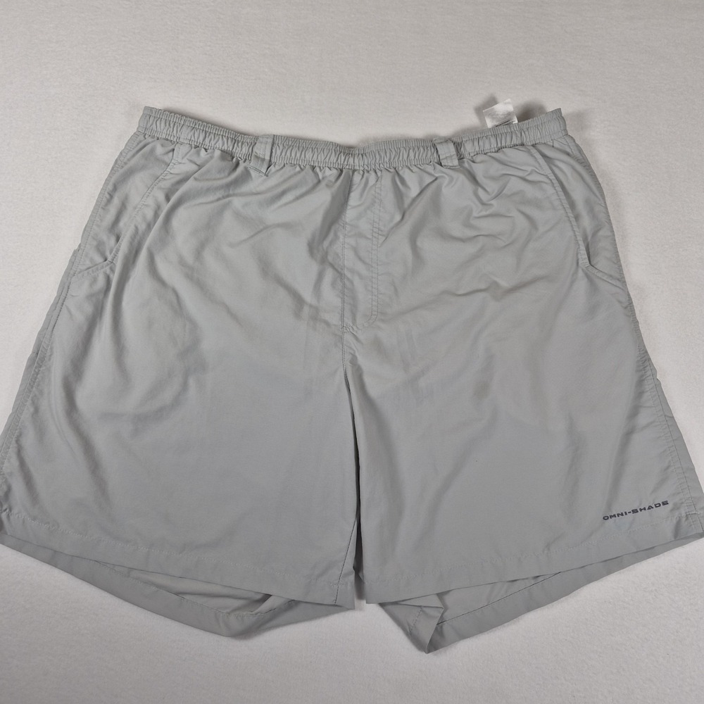 Columbia PFG Shorts Men's XXL‎ Gray Omni-Shade Performance Zipper Pocket Fishing